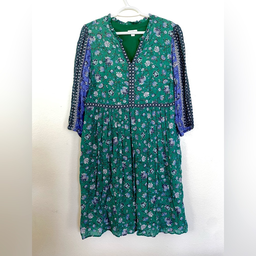 J.Jill mixed-print peasant dress. Size S. NWOT.